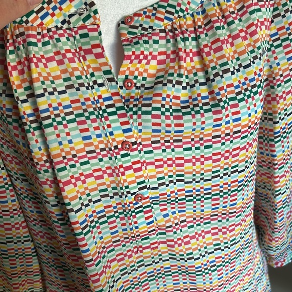 Abstract Rainbow Print 3/4 Sleeve Tunic Top, Banana Republic Size Extra Small - Picture 5 of 7